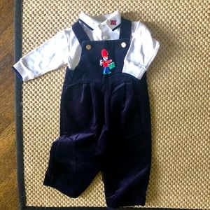 EUC Florence Eiseman Navy Velvet Christmas Outfit 18M